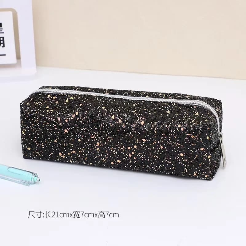 Shiny Sequin Pencil Case Boys Learning Stationery Storage Creative Simple Gold Sparkle Polyester Fiber Makeup Bag from Mainland