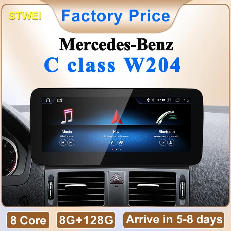 STWEI 2024 New Multimedia Auto Wireless Android AUTO CarPlay 10.25 inch 12.3 inch Screen For Mercedes Benz W204 Class C Car players