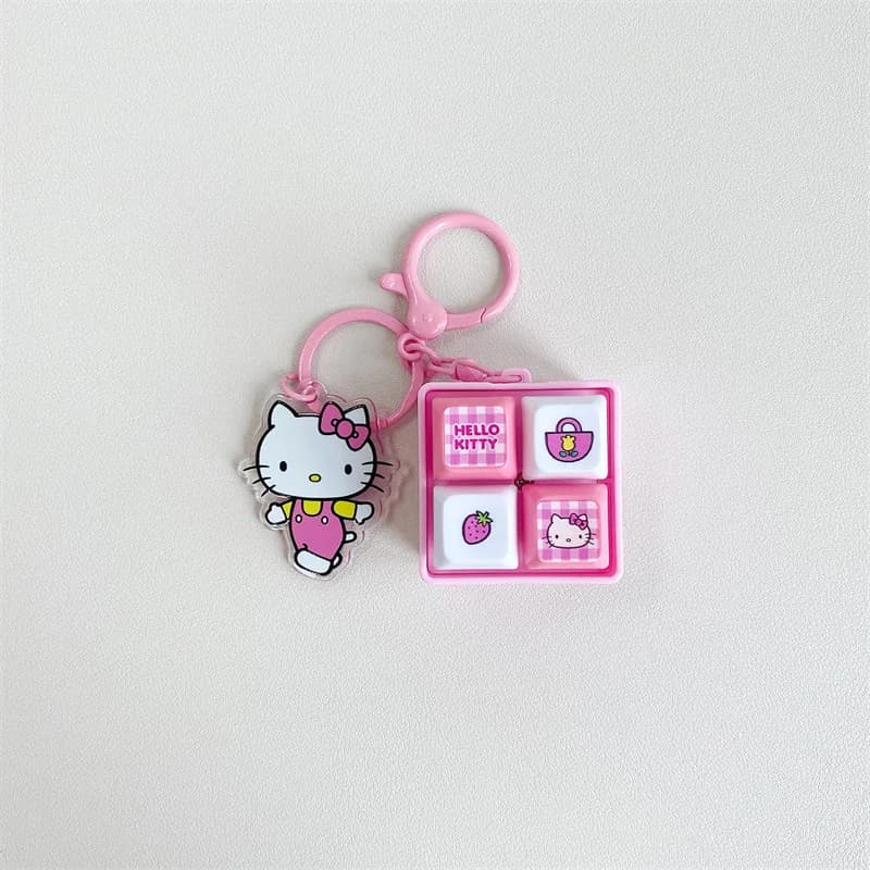 Portachiavi Kawaii Hello Kitty con Giocattolo Antistress, Ciondolo a Forma di Tastiera per Ragazze, Decorazione per Zaino e Auto, Regalo di Compleanno