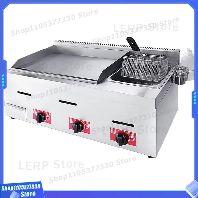 Commercial Stainless Steel Gas Frying Pan Flat Bottom Heavy Duty Restaurant Kitchen Cookware Professional Grade Large Size