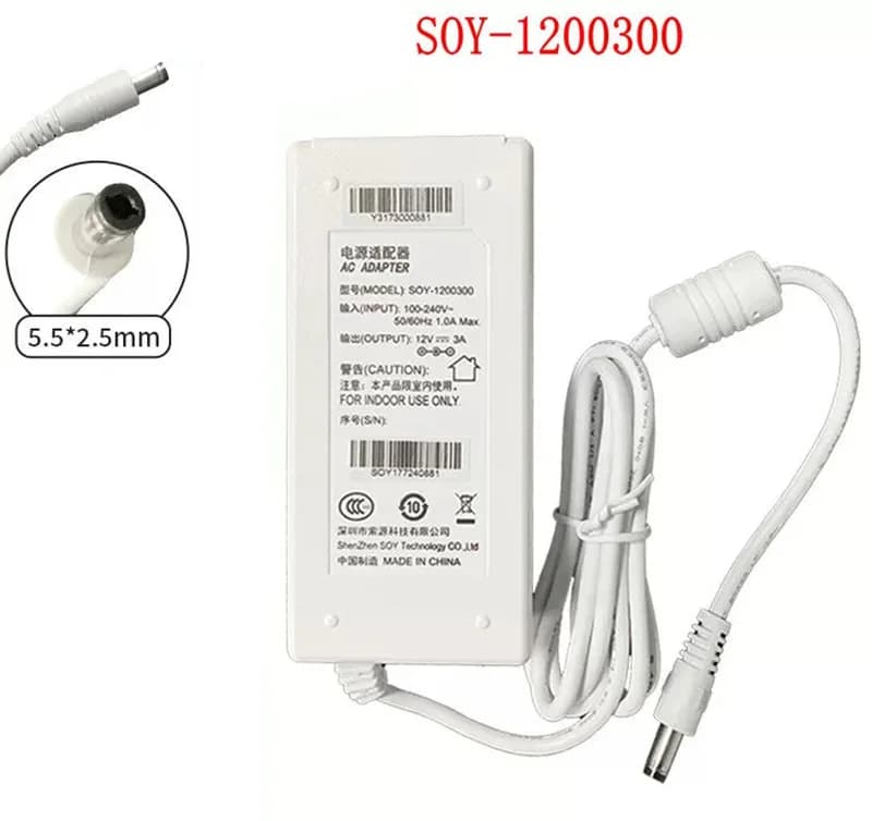 SUN/SOY-1200300 SOY 12V 3A 36W AC Adapter For Philips AOC 234CL2 229CL2 239CL2 224CL2 Power Supply Charger ADPC1236 DA-36Q12