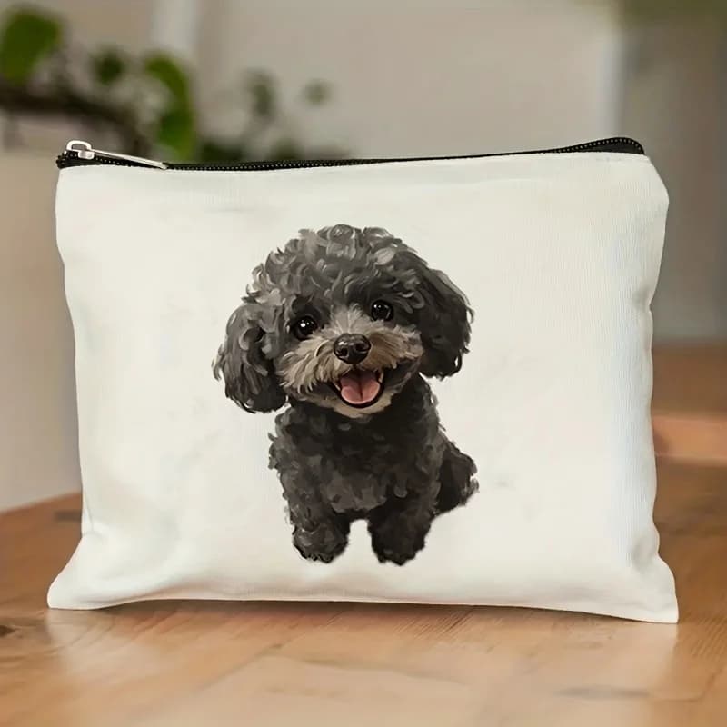 A Poodle Makeup Bag: multifunctional zipper case, jewelry store bag, small bag with perfect travel zipper.