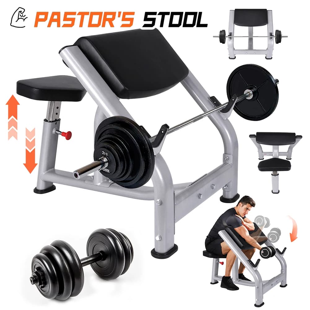 Preacher Adjustable Bench for Exercise Bikes, Weightlifting, with Support for Libras and Manubri, Ideal for Home/Palestra