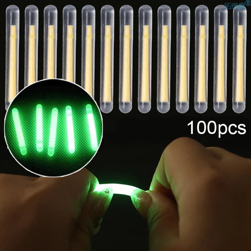 100PCS 2.2-4.5mm Fishing Float Light Stick Fireflies Fluorescent Lightstick Night Float Rod Light Stick Fishing Accessories