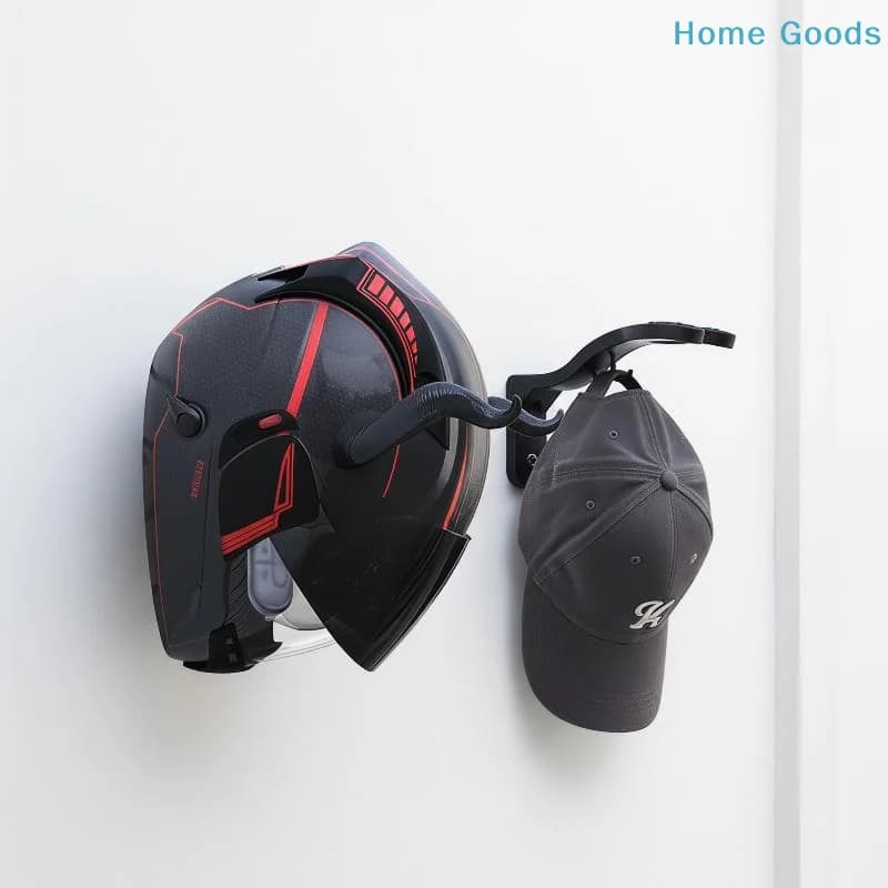 preferredABS Wall Mounted Helmet Rack with Additional Key Hook Multifunctional for Garage Motorcycle Storage Useproduct
