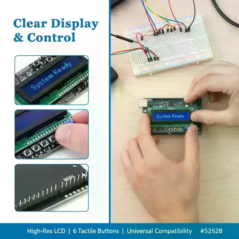 Modulo Display LCD 1602 con Tastiera, Schermo Blu per ATMEGA328 ATMEGA2560 Raspberry Pi - Display Testuale con Interfaccia Tastiera