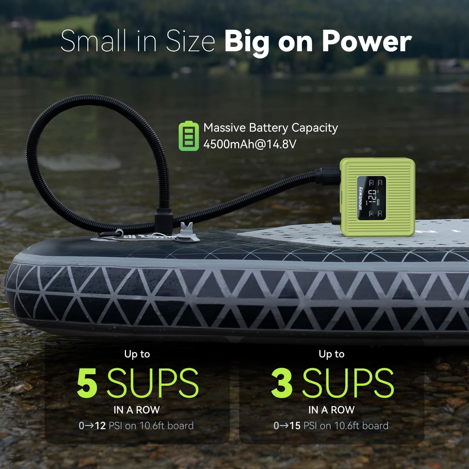 Pompa Elettrica per SUP Stand-Up Paddle Board 20PSI 4500mAh per Accessori Gonfiabili Kite, Barca, Kayak, Tenda Gonfiabile, Materasso