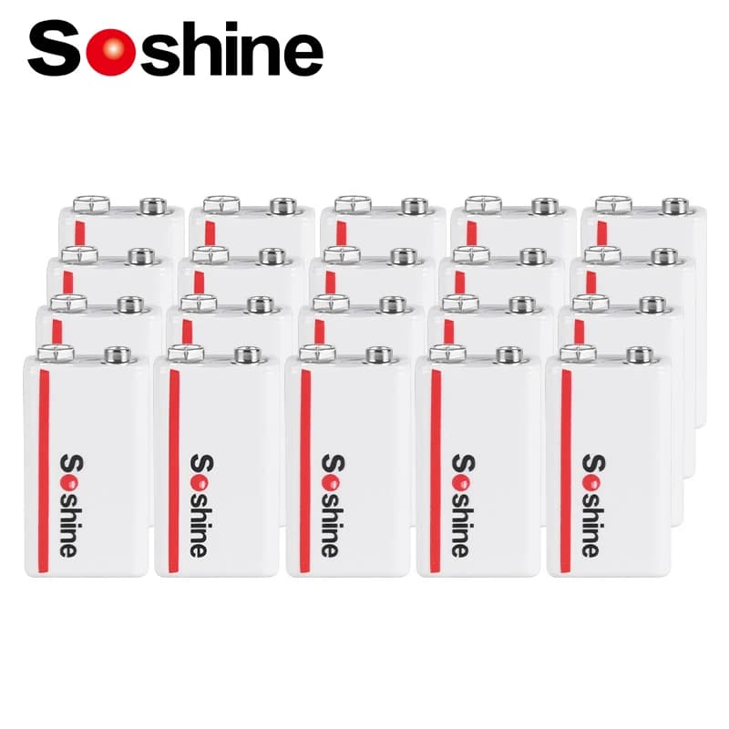 Soshine 1/2/4/6/8/10/12/20PCs 9V 6F22 Batteria Ricaricabile 680mAh Li-Po Batteria Al Litio per Rilevatore di Fumo Multimetro Massaggiatore Giocattolo