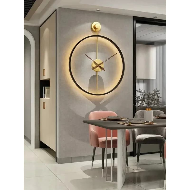 Orologio Grande Spagnolo Moderno Silenzioso con Luce LED, Orologi di Lusso Creativi Dorati, Decorazione da Parete per Casa e Soggiorno, Regalo