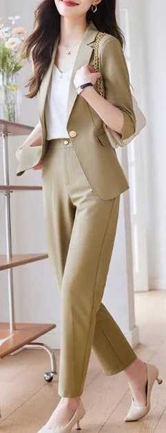 Professional suit set for women, seven-eighth length, new style, neat, elegant, fashionable, work clothes
