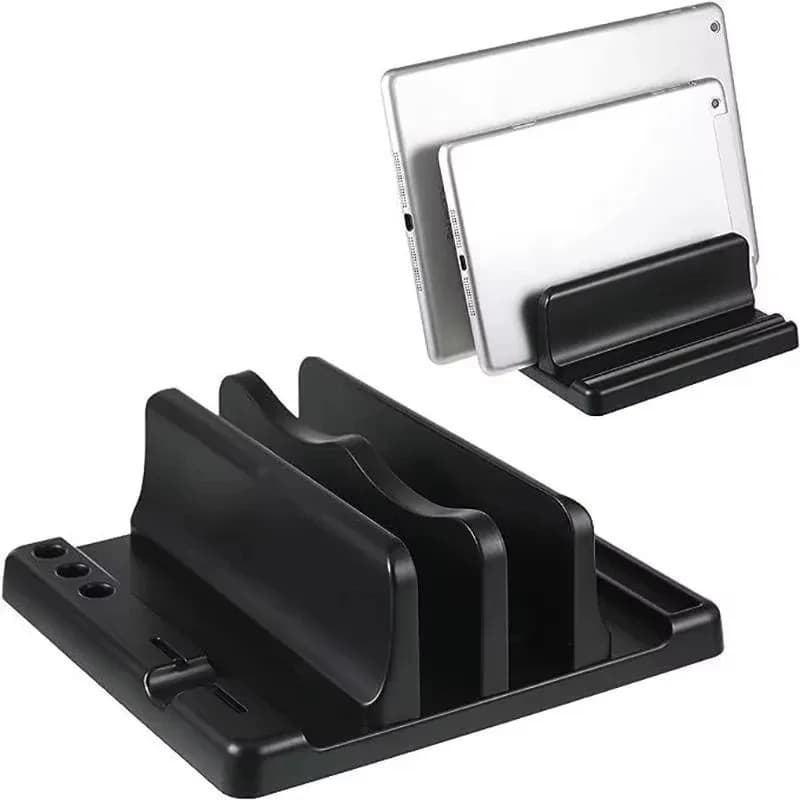 Supporto verticale per laptop in plastica, portatile, per Macbook/tablet/telefono, supporto regolabile da scrivania per notebook, accessorio salvaspazio