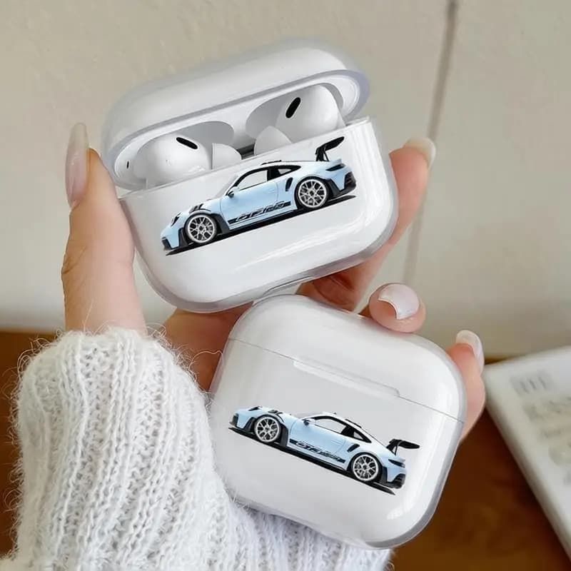 Custodia Protettiva Antiurto Creativa Blu a Forma di Auto Sportiva per Auricolari Airpods 4a 3a Gen Pro 3, Cover per Airpod 2 3 1, Accessorio Protettivo