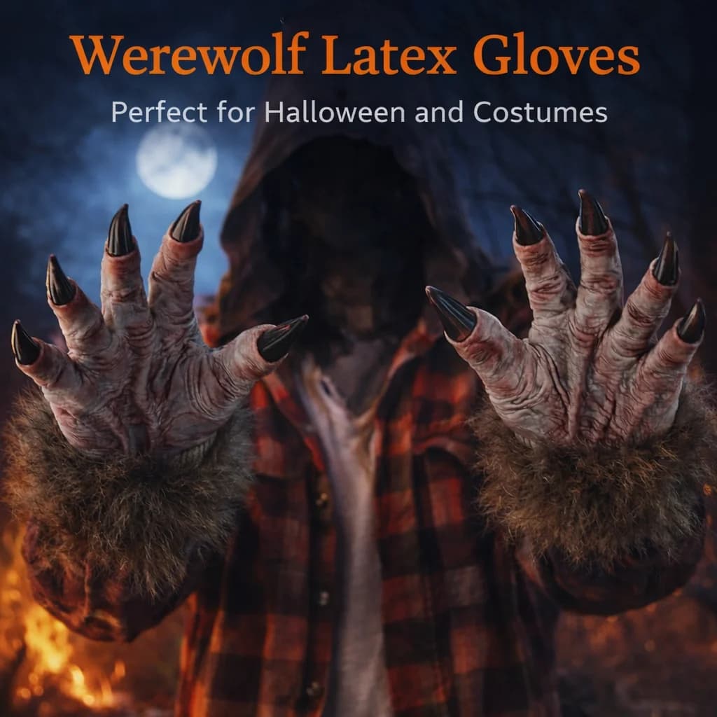 Guanti realistici in lattice a forma di artiglio di zombie, coprimani spaventosi da mostro, accessori per costumi di Halloween, cosplay e feste per adulti