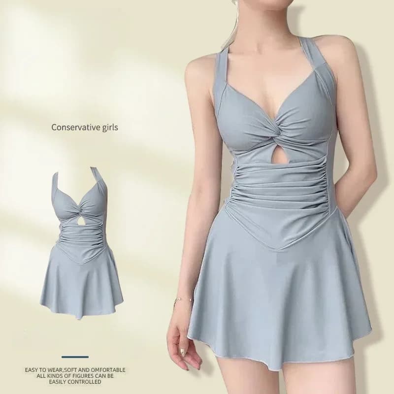Costume da bagno da donna tinta unita dimagrante costume intero stile conservatore vita che stringe costume da bagno dimagrante per le vacanze