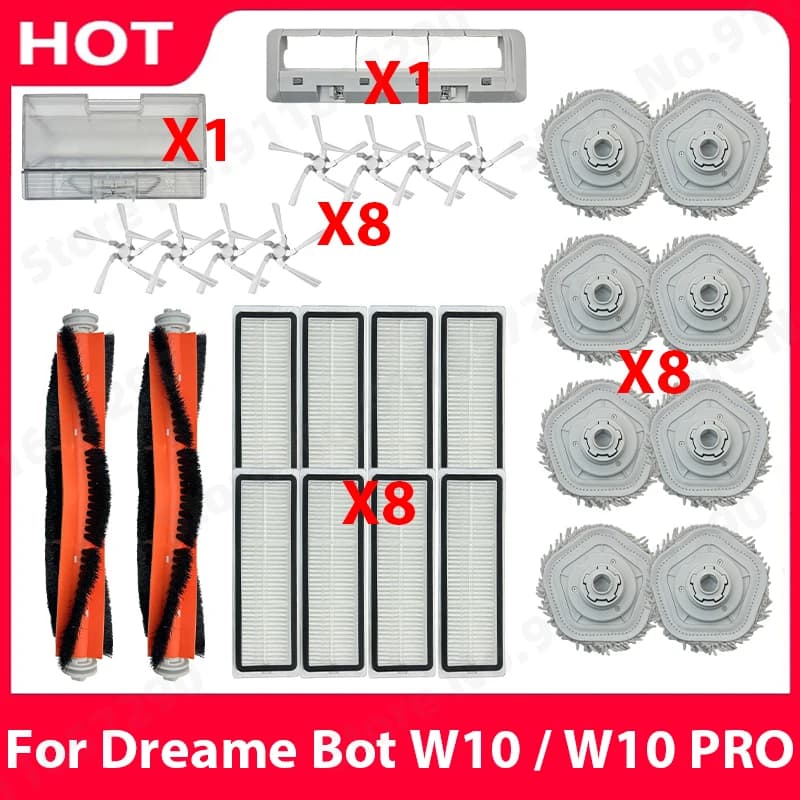 For Dreame Bot W10 W10 Pro Vacuum Cleaner Spare Parts Main Side Brush HEPA Filter Mop Cloth Rag Accessories
