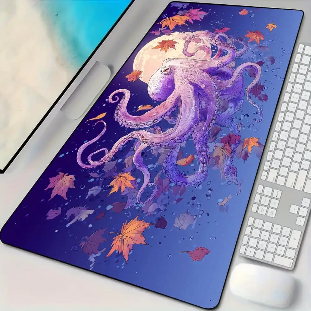 Splendid game mouse mat Octopus, anti-slip desk mat, durable, office mouse mat, gaming mats with sewn edge, HD print
