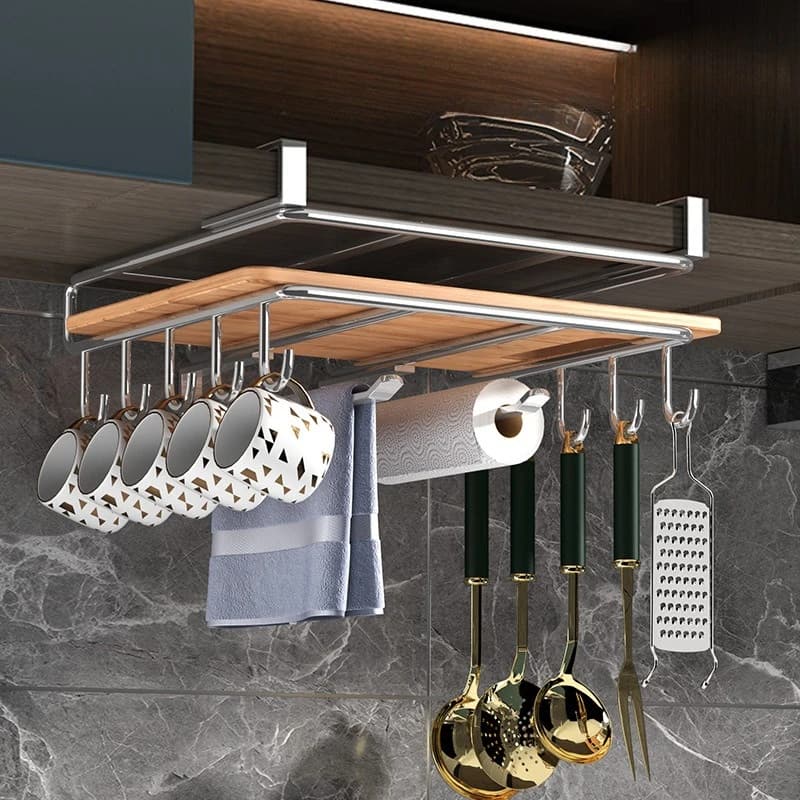 Cabinet Shelf No Punching Cutting Board Rags Wall Hanging Kitchen Storage Rack