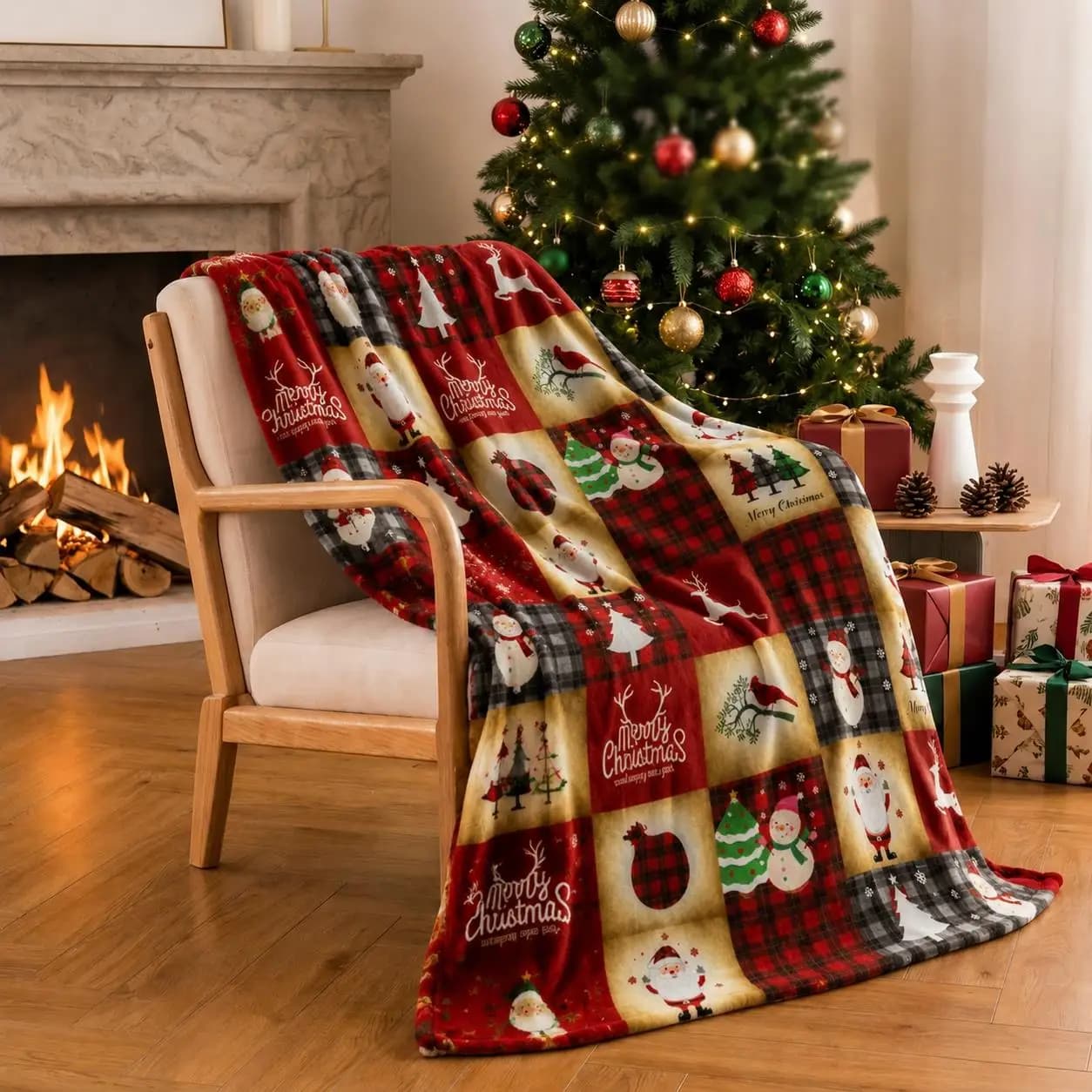 Christmas Flannel Blanket Winter Warm Santa Claus Snowman Elk Printed Blanket Gift Couch Bed Sofa Car Travelling Throw Blanket