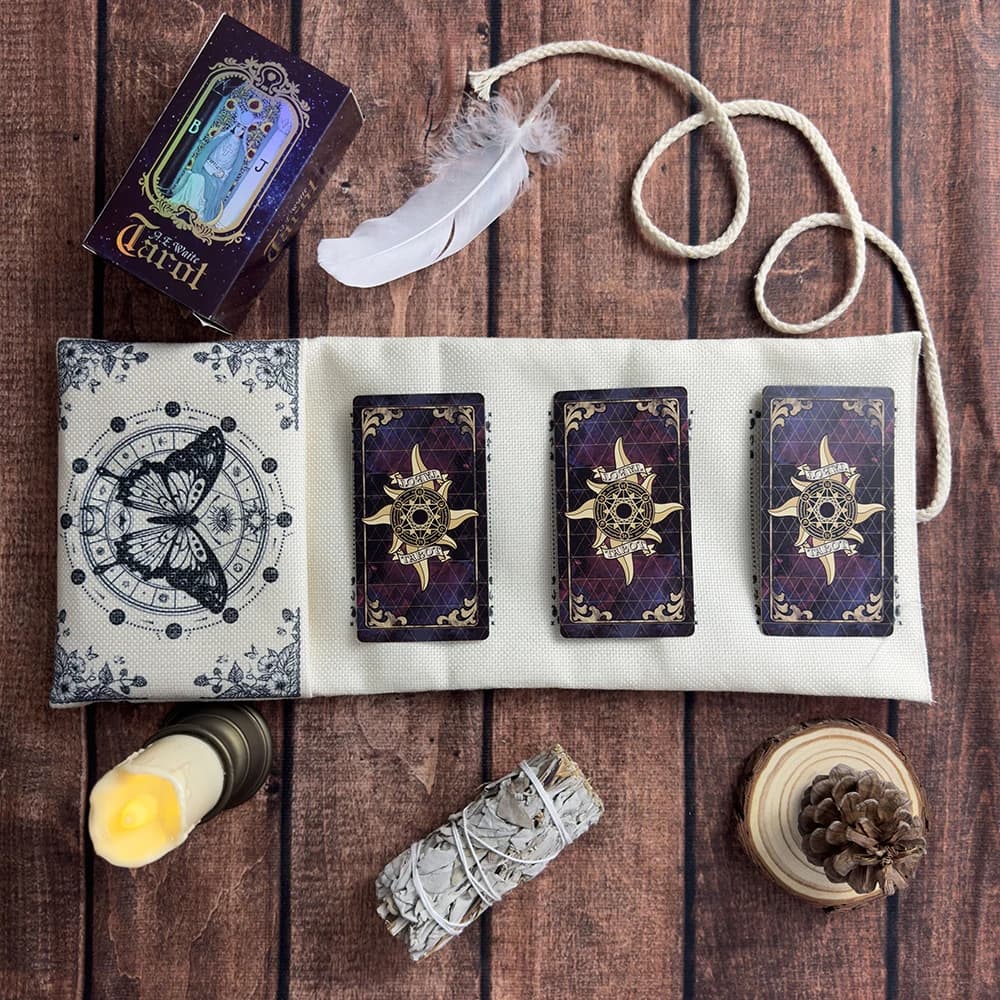 Borsa portaoggetti per tarocchi a farfalla, carte dei tarocchi, tovaglia per divinazione, fiori e piante, custodia in tessuto resistente, custodia per decorazioni
