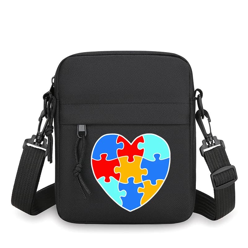 Borsa a tracolla da donna con stampa Harajuku a tema Autismo, stile Y2K, con cerniera, portamonete, borsa a tracolla per cellulare, per la consapevolezza sull'autismo