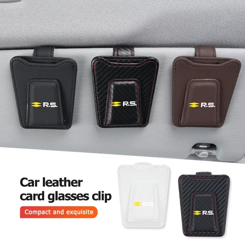 Car Sticker Car Sunglasses Holder Sun Visor Leather Hanger Ticket Card Clip For Renault Arkana Captur Twingo Talisman RS Line Lo
