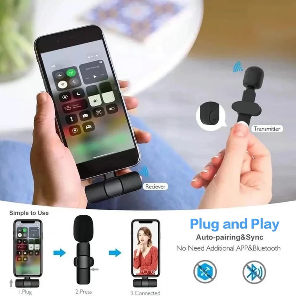 Microfono per registrazione video 2 in 1 con ricarica di tipo C Microfono per registrazione audio portatile con cancellazione del rumore per fotocamera tablet computer iPhone