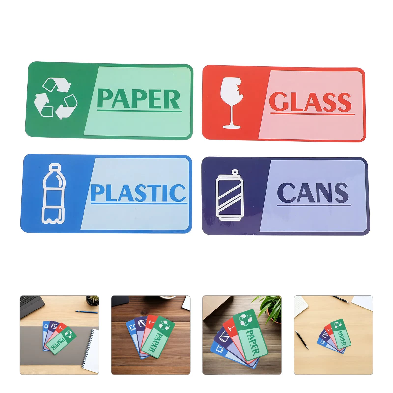 8 Sheets Trash Collection Reminder Sticker Fade Resistant Self Adhesive Recycle Stickers for Bins Garbage Can Sorting Paper