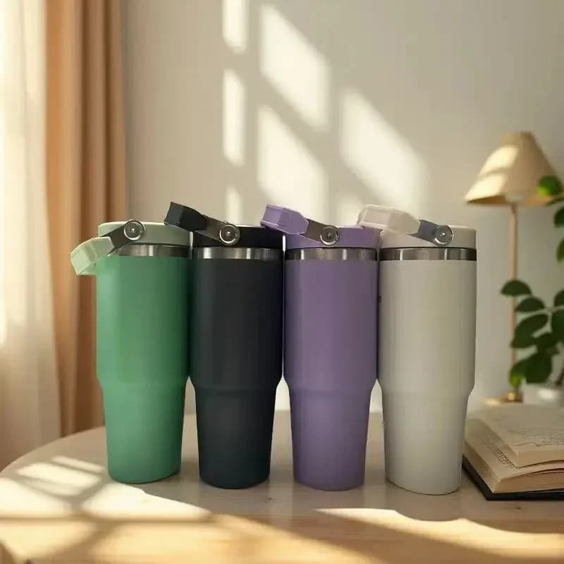 Borraccia Termica in Acciaio Inossidabile, Mantiene Freddo e Caldo, Tazza Termica Portatile, Thermos Sottovuoto, Bicchiere Isolato per Auto