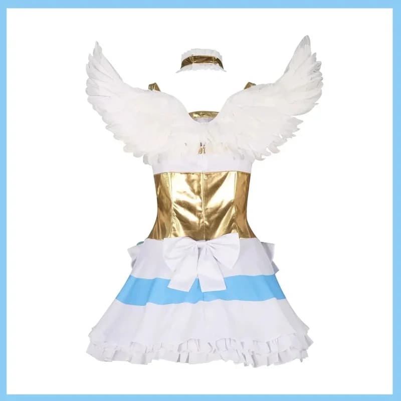 5;e,8\v,5/Anime Panty with Garterbelt Stocking Anarchy Cosplay Costume Combat Uniform Dress Wing Wig Woman f,5'h\8/m'