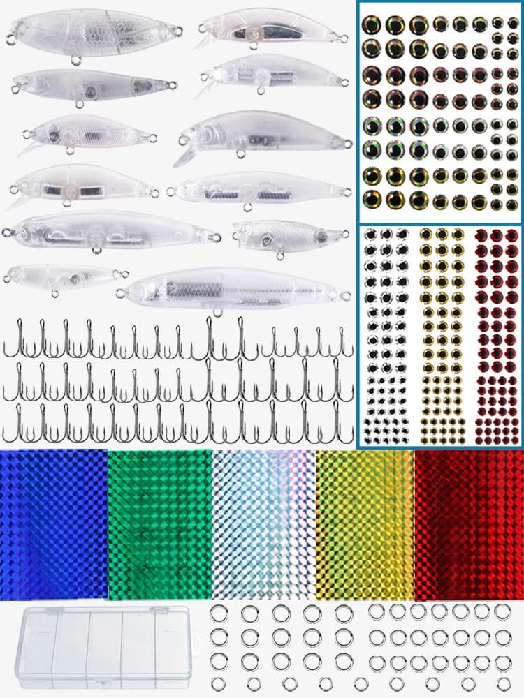 255 DIY Handmade Fishing Lure Set Minnow Popper Pencil Hard Baits Kit Bionic Artificial Baits for Saltwater Sea Fishing Tackle
