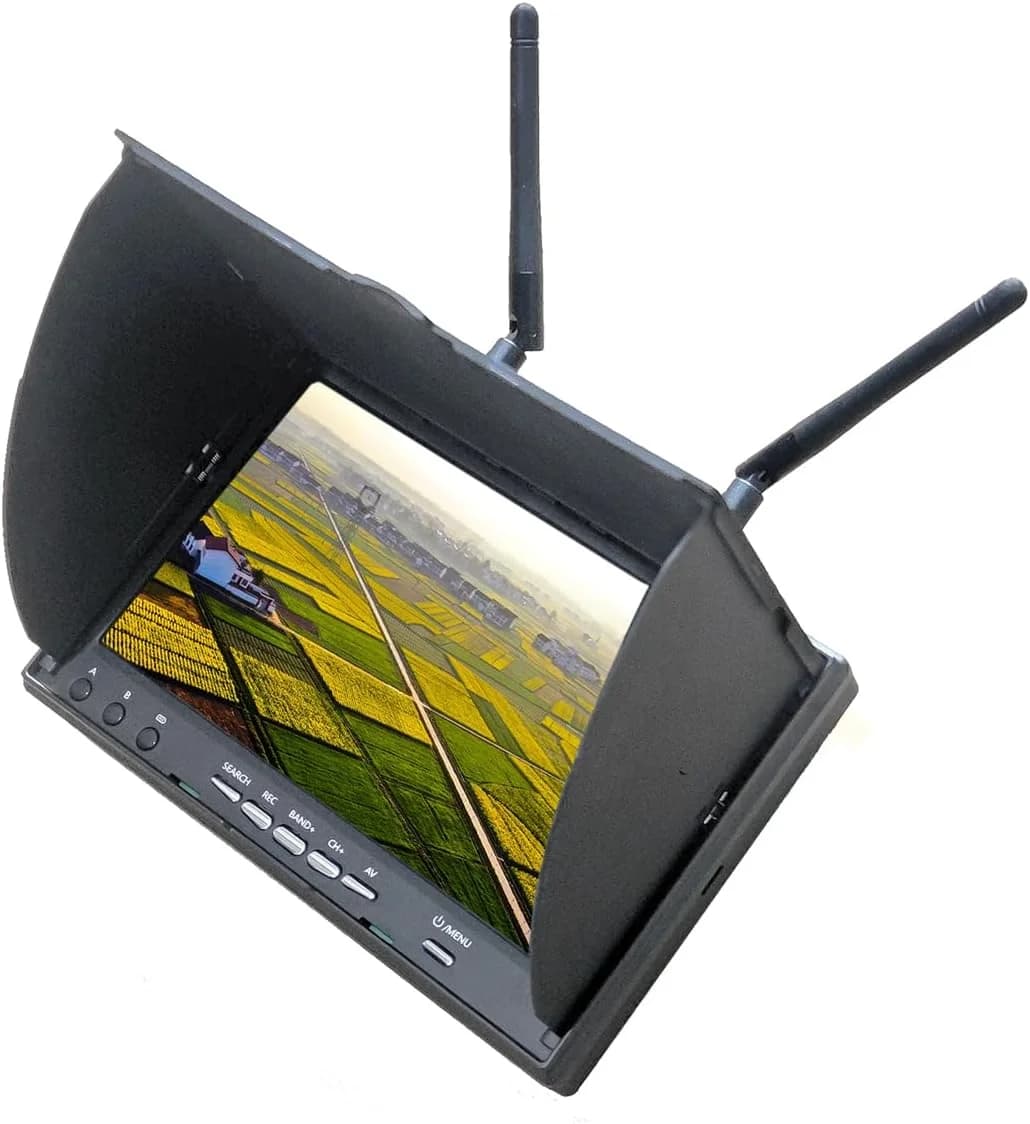 Monitor FPV 7 inch 5.8G 40CH with DVR 800 x 480 LCD Receiver FPV Monitor with Solar Cap Built-in Battery for FPV Drone RC Car