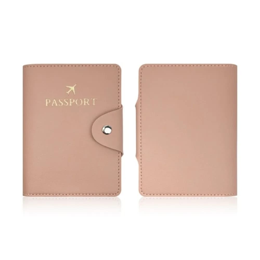 Fashion PU Leather Passport Holder Waterproof Multi-function Credit Card Case Snap Buckle Portable Passport Book for Women Men
