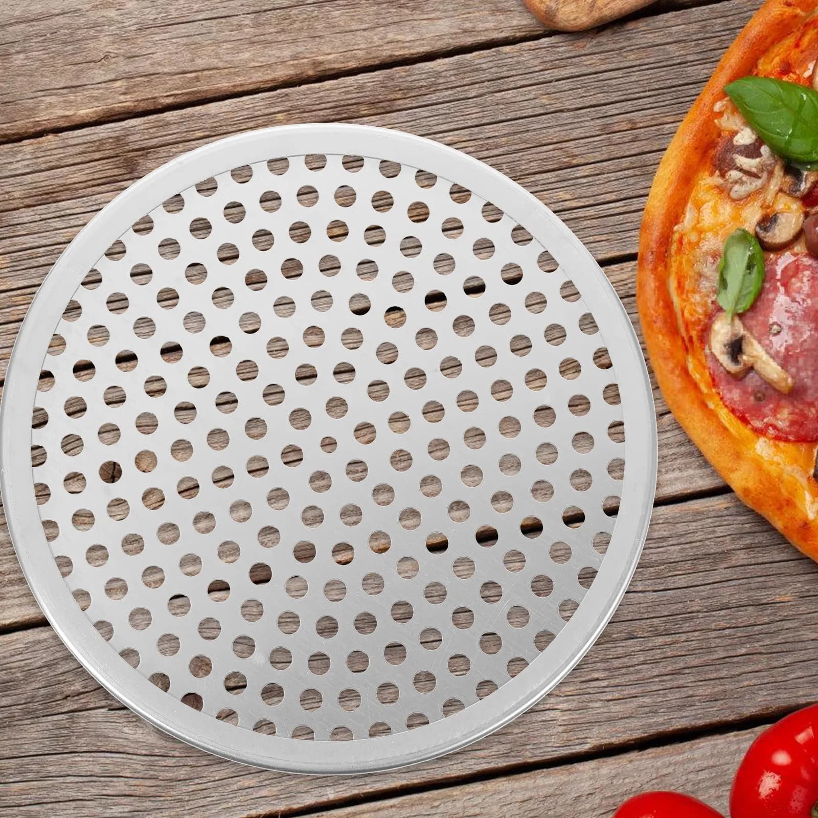 1Pcs Pizza Pan Aluminum Alloy Nonstick Baking Tray with Even Holes for Pizza Cake Bread Heavy Duty Scratch Resistant Kitchen