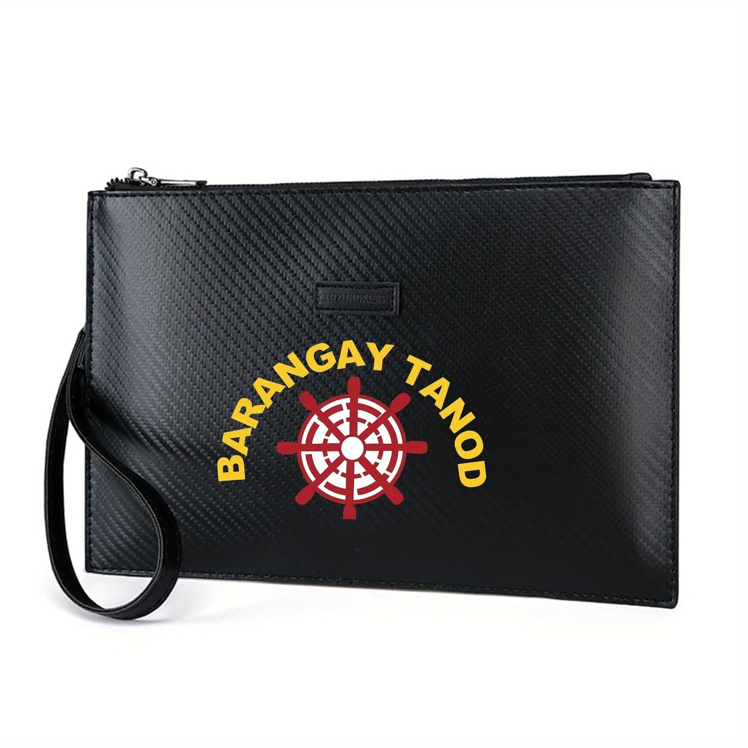 Design del cerchio del testo del volante Elegante borsa da uomo in PU stampato Alla moda e pratica per il trasporto quotidiano