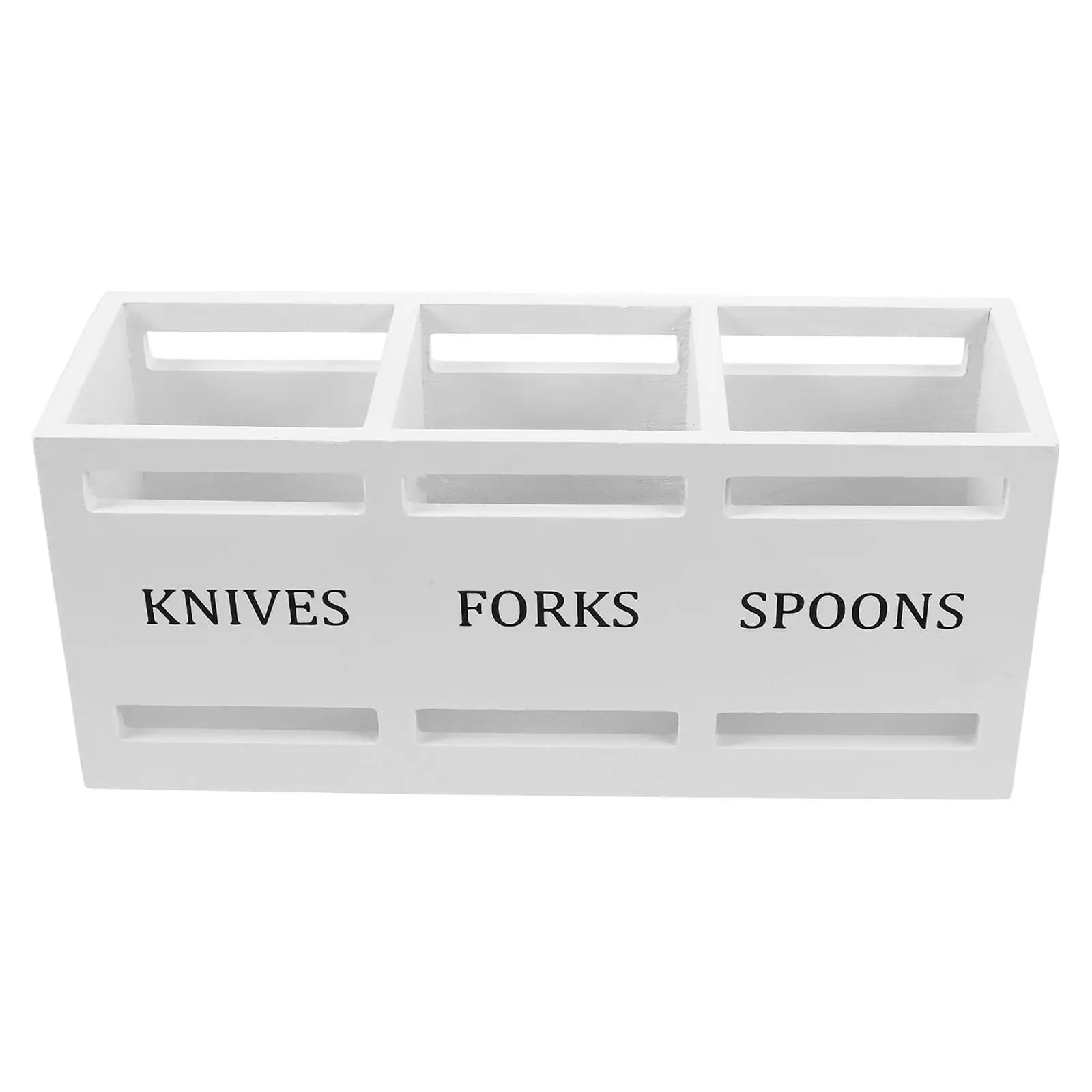 Wood Tableware Rack Divided Cutlery Organizer Knife Fork Spoon Holder Wooden Silverware Storage Box for Kitchen