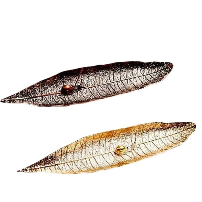 New Chinese One Leaf Boat Alloy Incense Burner Holder Zen Aroma Combustor Leaf Stick Incense Tea Table Snail Decor