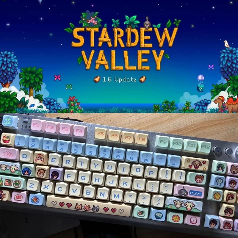 Stardew Valley 78 Copritasti Pixel Cat Pixel Pbt Car mechanical keyboard Universal Moa130 Mda Stardew Valley Copritasti