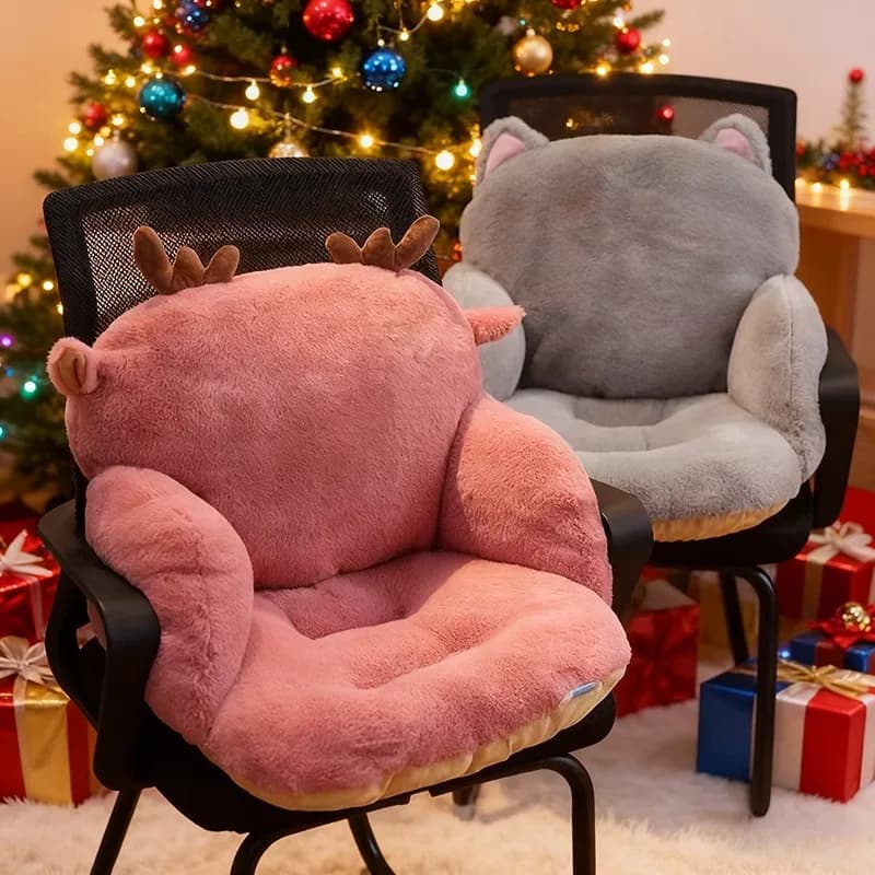 Simpatico cuscino per sedia con schienale Tappetino per sedile da ufficio in peluche invernale Supporto spesso e confortevole per cuscino per il seduto a casa per studenti