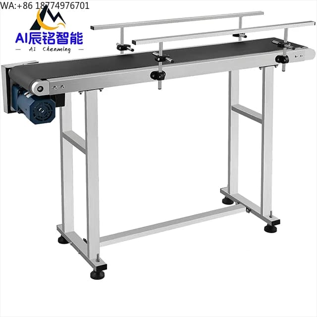 PVC Conveyor Tape with Double Guardrail Stainless Steel Electric, Industrial Equipment for Production Lines