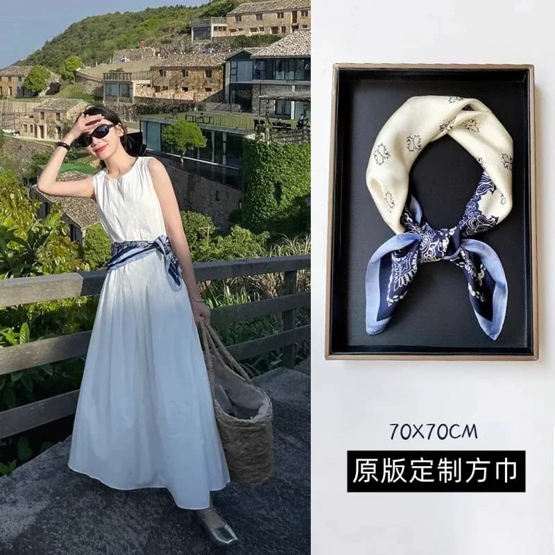 Nuova Sciarpa a Nastro in Stile Coreano, Cintura per Vestito, Foulard Quadrato, Copricapo Donna, Versatile, Decorativa, Morbida e Traspirante
