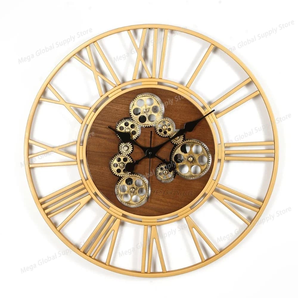 Large Vintage Wall Clocks Silent Non Ticking Retro Metal Wall Clocks with Roman Numerals Modern Quartz Clock for Home Decoration
