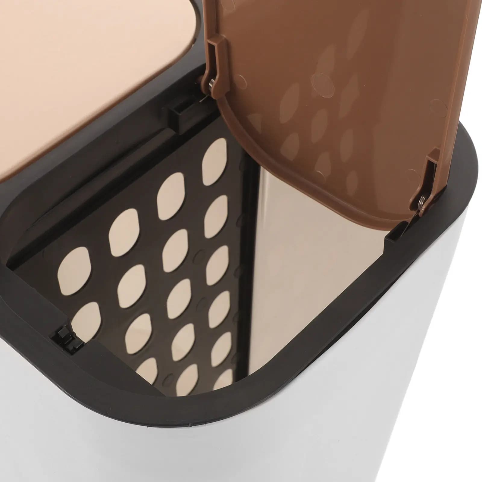Plastic Double Compartment Trash Can Kitchen Waste Bin Food Waste Container Dry Wet Recycling Bin 2 Compartments Trash Can