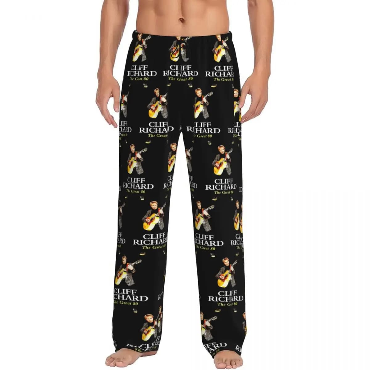 Custom American Legend Singer Songwriter Actor Cliff Richard Pajama Pants Men Sleepwear Sleep Lounge Bottoms with Pockets