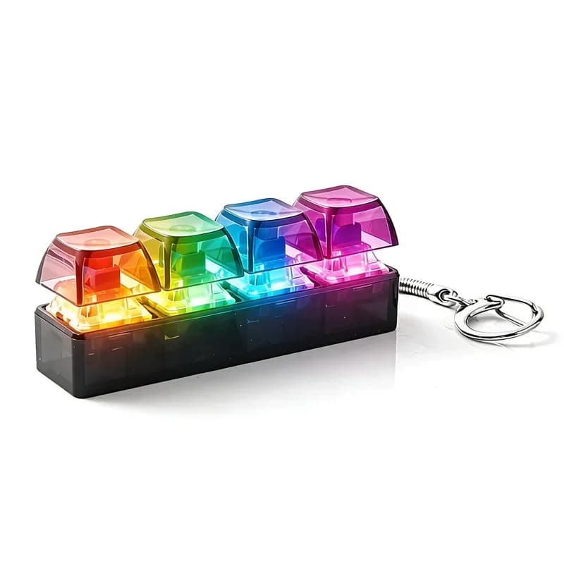 4-Button Keycap Keychain Fidget Toys Clicker Keyboard Button Pendant Portable Anti-Anxiety Stress Relief Toy For Kid Gift--