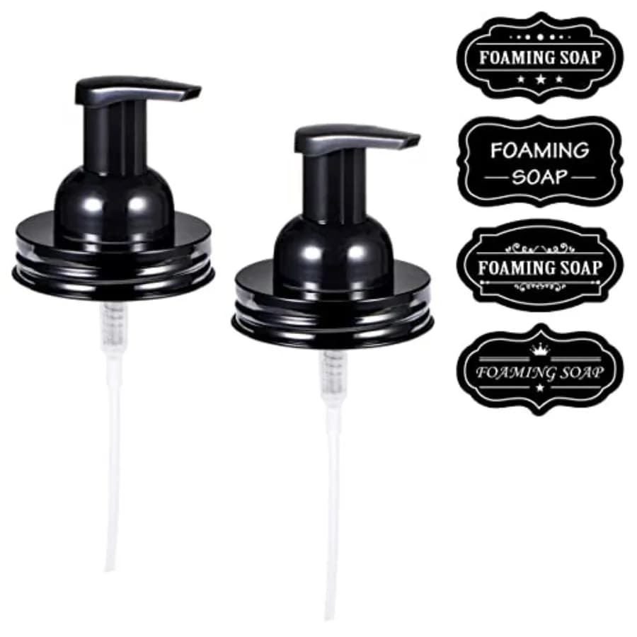 Dispenser di sapone schiumogeno per barattoli Mason, pompa in plastica per sapone schiumogeno con coperchio in acciaio inossidabile antiruggine, ricaricabile, impermeabile, L