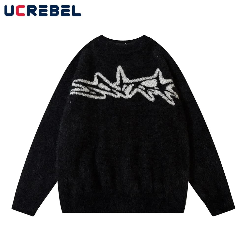 Maglione lavorato a maglia jacquard da uomo autunno inverno maglione casual a maniche lunghe allentato High Street girocollo pullover da uomo