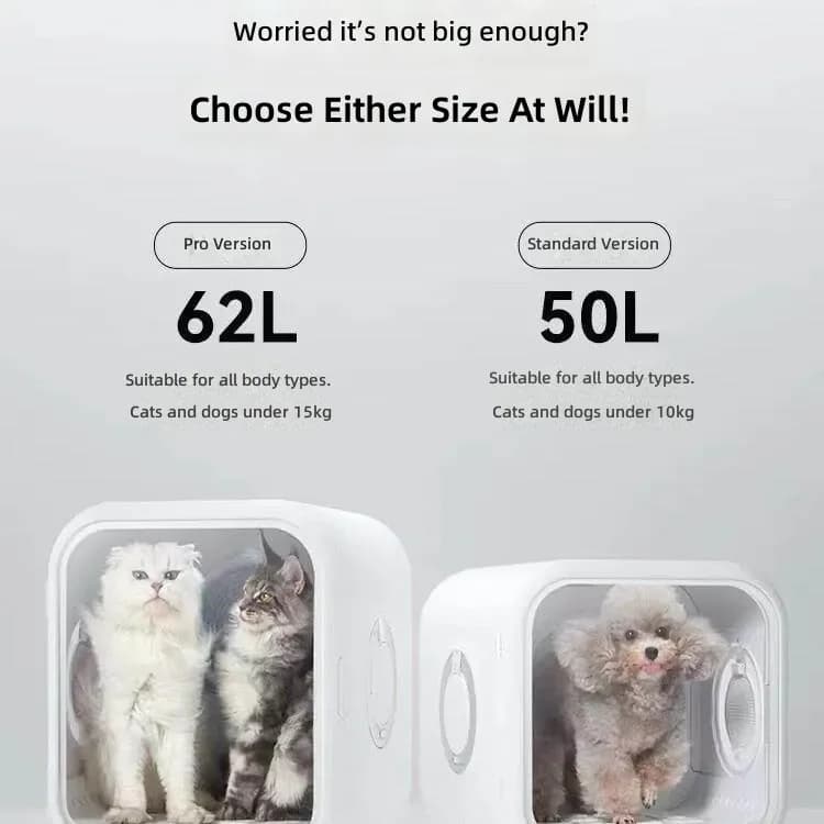 for Homie Pet Smart Dryer Pro 62L for Cats Automatic Pet Hair Dryer Grooming Dryer Low Noise Fast Drying Pet Grooming