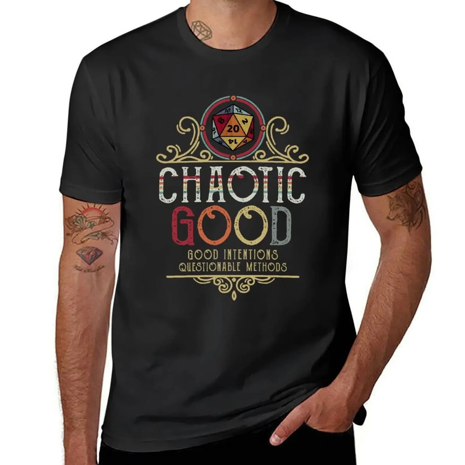 Caotic Good intensions metodi opinabili t-shirt t-shirt personalizzata top t-shirt bianche semplici da uomo