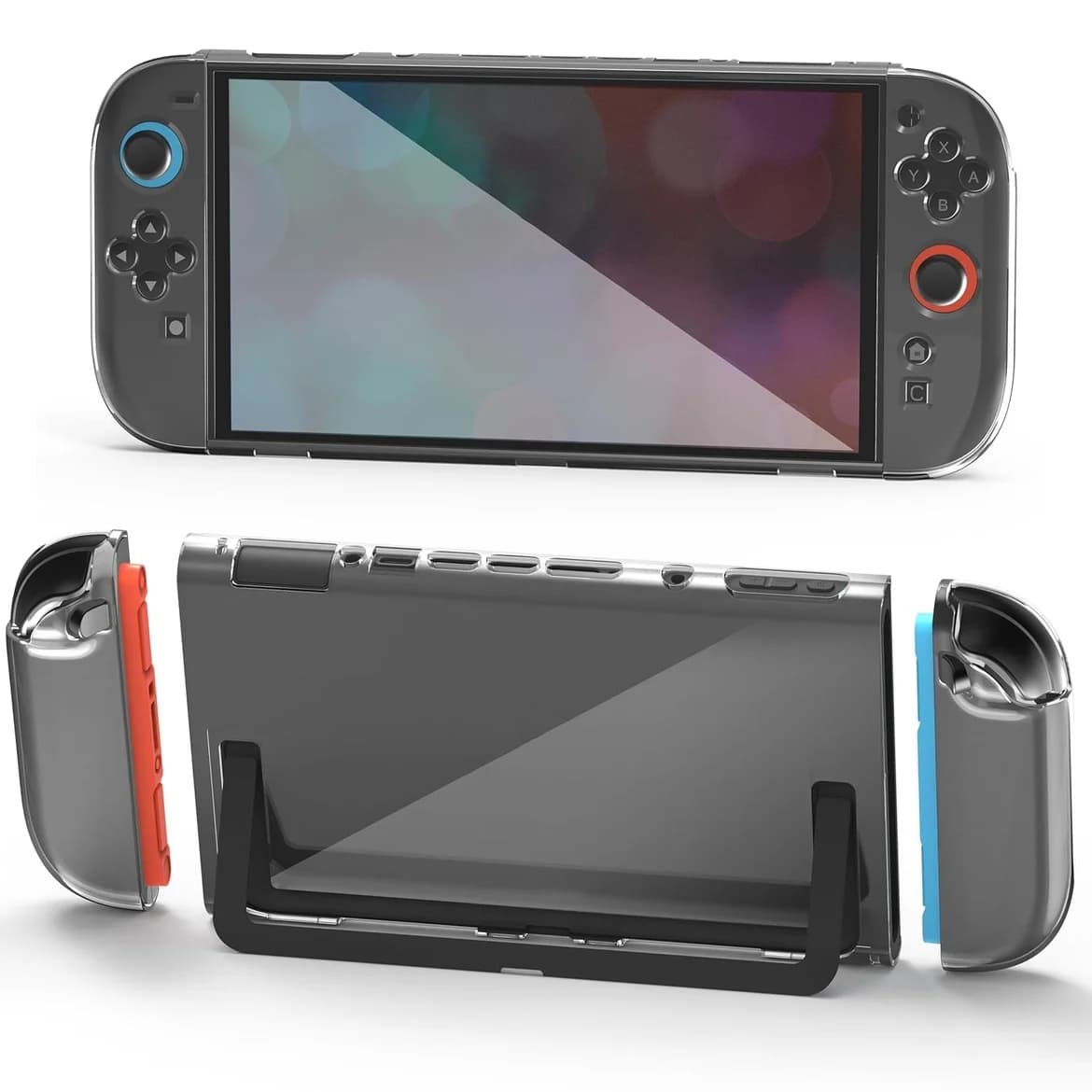 Custodia protettiva in cristallo trasparente per PC + TPU per Nintendo Switch 2 Protezione antigraffio con guscio diviso per accessori Switch 2