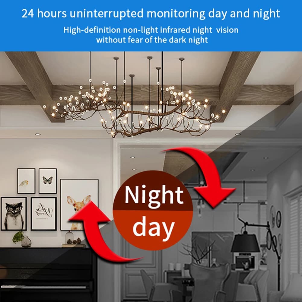 Home Security Camera Night Vision Network Monitoring Camera WiFi Motion Detection Alarm for Home Car